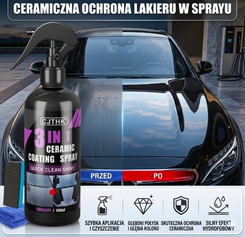 Ceramiczna Powłoka Nano w Sprayu 3w1 | Przetestowana Ochrona Lakieru w 3 Minuty + Gratisy 🎁